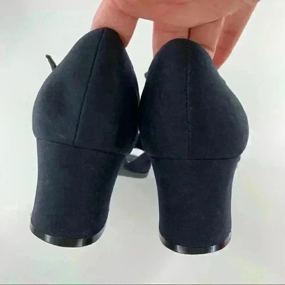 Madeline Stuart Bimini heels size 8.5 navy blue satin square toe 90s Y2k - Picture 10 of 12